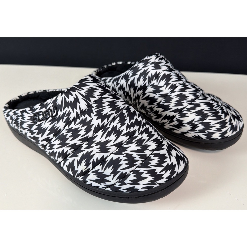 SUBU x Eley Kishimoto Flash Winter Slippers Black White Lightning Puffer Sz 1(9)